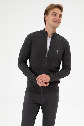 U.S. Polo Assn. Erkek Slim Fit Antrasit Melanj Triko Hırka 50313684-VR081
