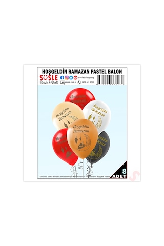 Hoşgeldin Ramazan Pastel Balon, 30cm X 8 Adet