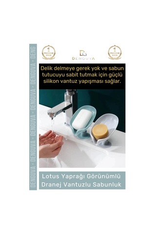 Sabunluk Vantuzlu Silikon Banyo Mutfak Lavabo Kendi Kendine Boşaltan Su Tutmaz Giderli Katı Sabunlu Çok Renkli