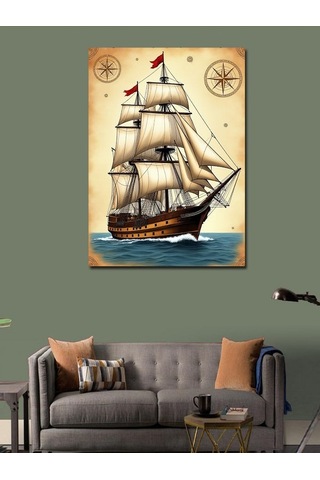 Kanvas Tablo Yelkenli Gemi Yolculuğu 50cmx70cm