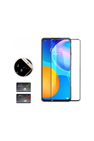 Huawei P Smart 2021 Uyumlu Zore Kenarları Kırılmaya Dayanıklı Cam Ekran Koruyucu