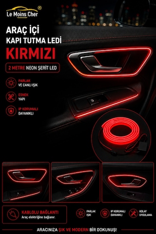 Volvo S60 Momentum Araç İçi Torpido Ledi Kırmızı 2 Metre Neon Ip Şerit Led