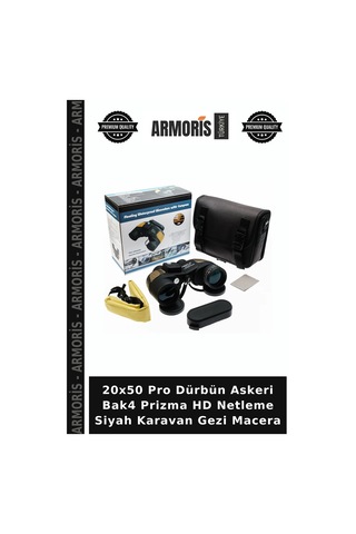 20x50 Pro Dürbün Askeri Bak4 Prizma Hd Netleme Siyah Karavan Gezi Macera