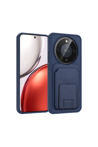 Honor Magic 8 Lite 5g Kılıf Kartlık Hazneli Standlı Tpu Bikart Kapak Lacivert