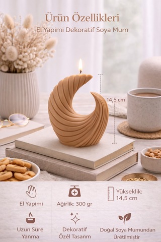 Dekoratif Lüks Soya Mum,el Yapımı Doğal Mum,uzun Yanma Süreli Ev Hediyesi,ev Süsü Kahverengi 300 G Kahverengi