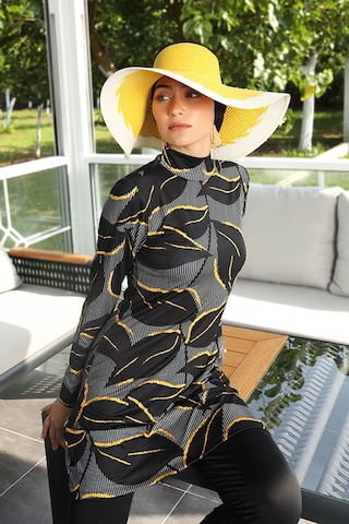 Likralı Tam Kapalı Tesettür Mayo 252-506 Siyah Siyah