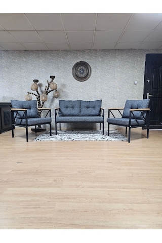 Siyah Boyalı Bahçe - Balkon - Mutfak Çay Seti Takımı Bahçe Koltuk 001