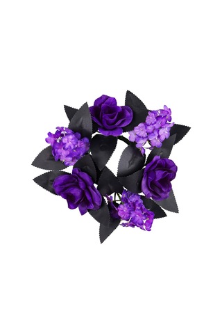 Yifomall Halloween Mor Gül Mumlu Çiçek Ağı Table Dekorasyonu: Simülasyon Çiçekli Süs Çemberi Stüdyo Vibe Oluşturucu Alet