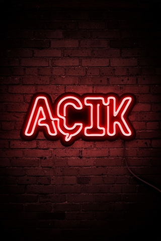 Açık Yazısı Neon Led Dükkan - İşyeri - Kapı Yazısı Kırmızı Kırmızı