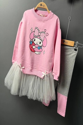 Koçak Kids Kuromi Desenli Tütü Detaylı Pembe Renk Kız Çocuk Taytlı Takım Pembe