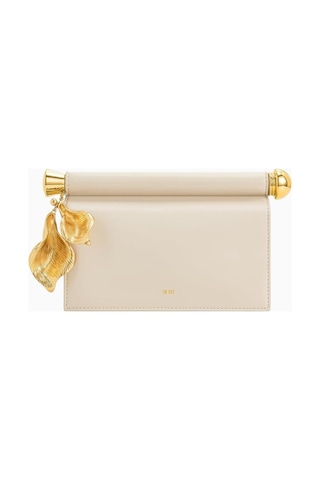 Jw Pei Holly Metal Pendant Embellished Vegan Deri Portföy Kadın Clutch Çanta Beyaz