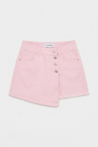 Itsbasic Kadın Pembe 6s6-98 Denim Şort Etek