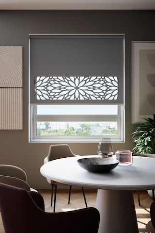 Lazer Kesim Mat Stor Perde, Lazer Kesimli Modern Serisi, M-131004 Antrasit Renk Antrasit