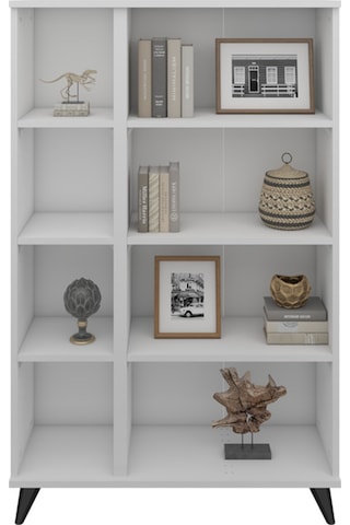 Simple Kitaplık 6 Raflı 90x30x144 Beyaz Beyaz
