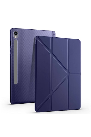 Samsung Galaxy Uyumlu Tab S11 Sm-x730 Kılıf Tri Folding Kalem Bölmeli Katlanabilir Standlı Pu Deri Yumuşak Kapak Kapaklı Kılıf