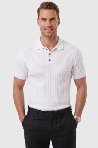 Rizzup Erkek Regular Fit Rahat Kesim Düğmeli Beyaz Polo Yaka Triko Tişört Yumuşak Likralı 2608210