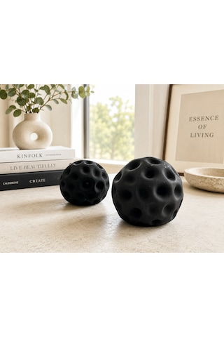 2'li Siyah Ay Dekor Objesi Modern Ay Heykeli Masa Üstü Raf Dekoru Minimalist Ev Dekorasyonu