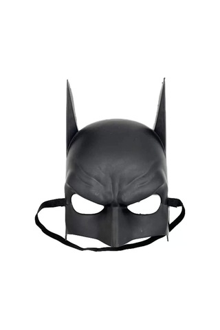 Siyah Renk Çocuk Boy Arkadan Lastikli Batman Maskesi A Kalite 20x14 Cm Lisinya