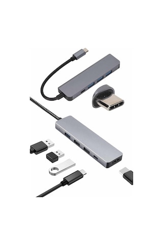 Cosmotex Çevirici Dönüştürücü Adaptör Macbook Uyumlu 3 In 1 Type-c To Hdmı Usb 3.0