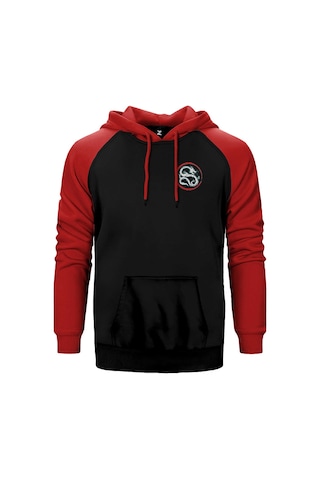 Dragon Karate Kırmızı Renk Reglan Kol Kapşonlu Sweatshirt Kırmızı