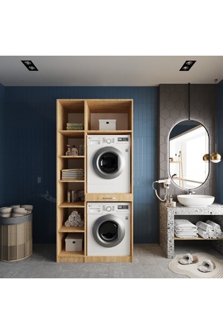 Vita Çamaşır Ve Kurutma Makinesi Dolabı Banyo Dolabı Meşe
