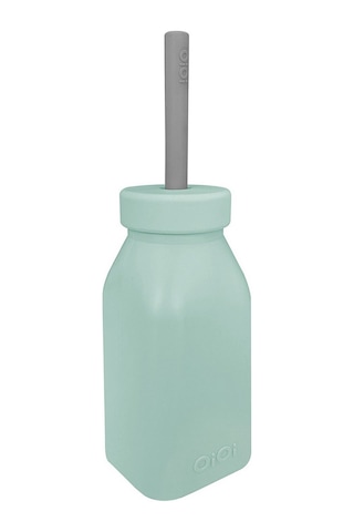 Oioi Silikon Şişe ve Pipet 6+ Ay 200 ML River Green - Powder Grey Gri