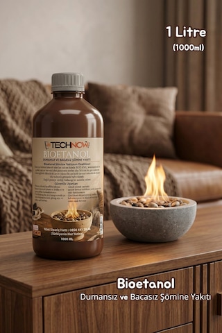 Technow 1000ml Kokusuz Ve Dumansız Yüksek Kaliteli Bioetanol Şömine Yakıtı 1 Litre
