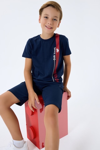 U.s. Polo Assn. 2400 %100 Pamuk Cepli Erkek Çocuk Şort Pijama Takım Lacivert