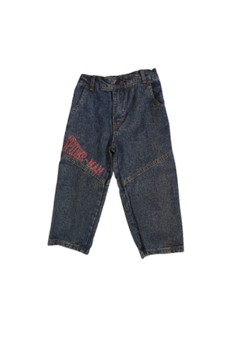 Çocuk Kot Pantalon Spıder Men Yazılı Mavi
