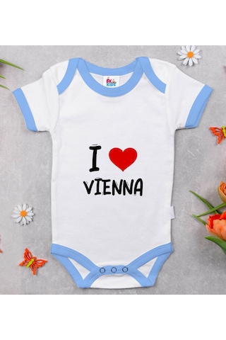 Bk Kids I Love Vienna Tasarımlı Mavi Bebek Body Zıbın - Model 1 0-3 Ay