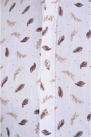 Standart Yaka İğneli Yaprak Desen Gömlek Slim 001