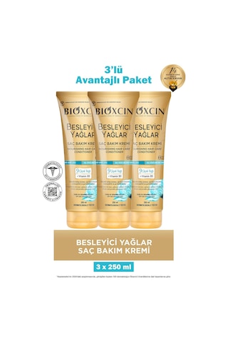Bioxcin Besleyici Yağlar Saç Bakım Kremi 250 Ml 3 Adet