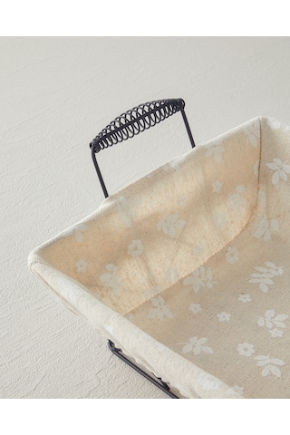 Woven Metal Ekmek Sepeti 26x19x7,5 Cm Krem