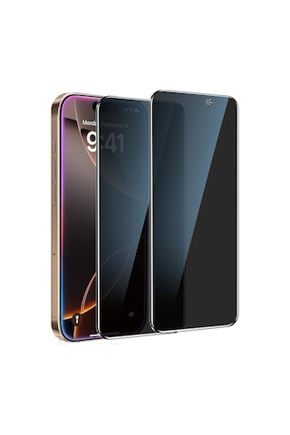Apple iPhone Uyumlu 16 Pro Max Cam Hayalet Tam Kaplayan Ekran Koruyucu Kırılmaz Cam - Kamera Bölümü Açık