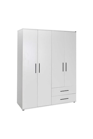 White 4 Kapaklı 2 Çekmeceli Gardırop-mat Beyaz 137x187x52 Cm Gxyxd