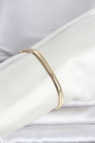 Cm 14k Gold Renk Yassı Zincir Yılan Model Kadın Bileklik Çok Renkli