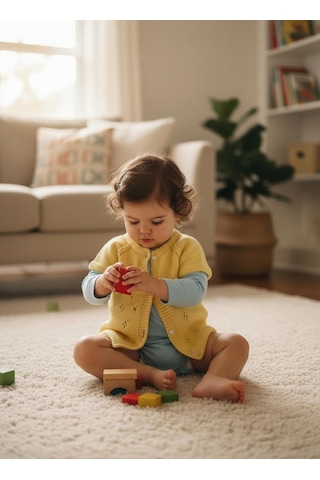 Reanea's Shop Bebek Yeleği El Örgüsü Sarı