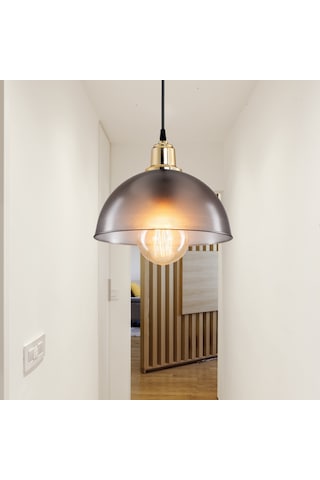 Haus Yarım Küre Buzlu Füme Abs Altın Kuka Süslü Sarkıt Mutfak Salon Avize Kafe Kuaför Aydınlatma Füme