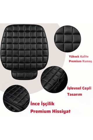 Premium Cepli Ortopedik Oto Koltuk Minderi 1 Adet Siyah