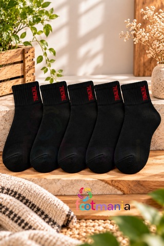 Footmania Kadın Siyah 5 Çift Termal Havlu Kışlık Çorap Seti