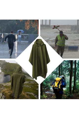 Moveevo Orman Mutfakçıları İçin 3'ü Bir Arada Pu Su Geçirmez Çadır Battaniye Piknik Matı, Outdoor Yağmurluk Kumaşı, Hiking Ve Kamp İçin Yeşil Haki