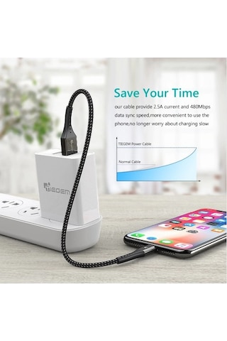 Tiegem Apple iPhone Uyumlu X8, 6, 6S, 5, 5S Usb Hızlı Cep Telefonu Şarj Kablos