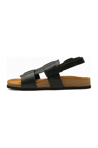 Comfortfusse Likya - Erkek Ortopedik Hakiki Deri Sandalet Siyah Nubuk Deri
