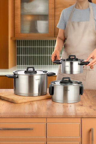 Nehir Elena Saten 6 Parça Derin Tencere Set