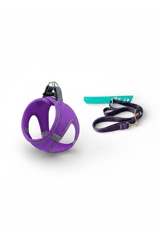 Mıta Aır Mesh 2'lı Bundle Set Kedı Köpek Göğüs Tasması + Köpek Gezdırme Tasması/kayışı Mor 3xs Mor