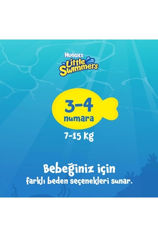 Huggies Little Swimmers 3-4 Numara 7-15 Kg 12'li Mayo Bez