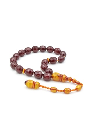 Ahmet Emin Yapımı Osmanlı Model Vişne Sıkma Kehribar Efe Maskot Tesbih Bordo