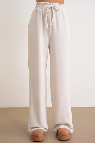 4757 Kadın Lastikli Bol Paça Örme Dökümlü Selanik Pantalon Taş Taş