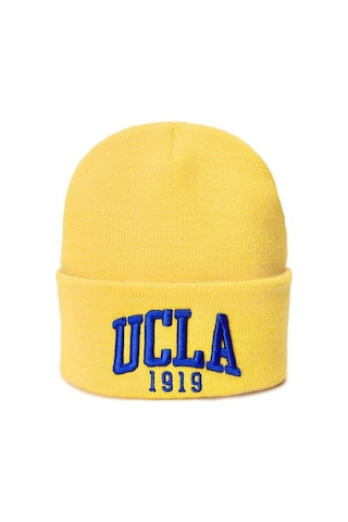 Ucla Lanıta Sarı Bere Nakışlı - Unisex Bere Sarı