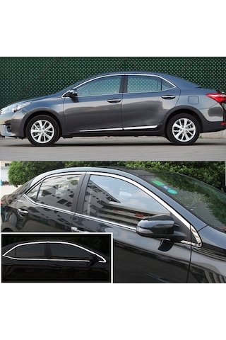 Toyota Corolla Uyumlu 2013-2018 Cam Çıtası Nikelaj Tam Set